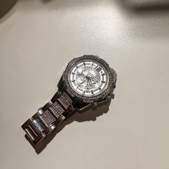 Guess Silver and Black Men's Watch - Picture 1 of 3
